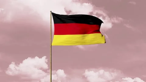 Germany flag waving with sky background Видео 247716252