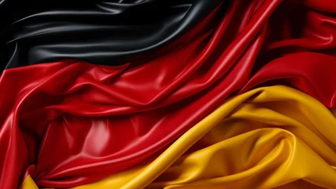 Germany flag waving strongly in the wind Video stock 317017252