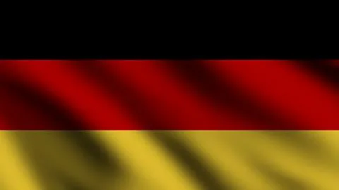 Germany flag waving in the wind with 3d style background Stock Photos