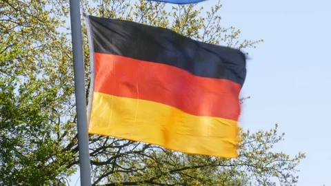 Germany flag waving in the wind, Germany, Europe Stock Footage 129147836