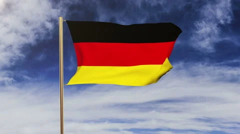 Germany flag waving in the wind. Green screen, alpha matte. Loopable Stock Footage 47608294