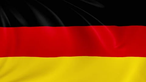Germany flag waving in the wind with high quality texture in 4K Vídeo Stock 130433232