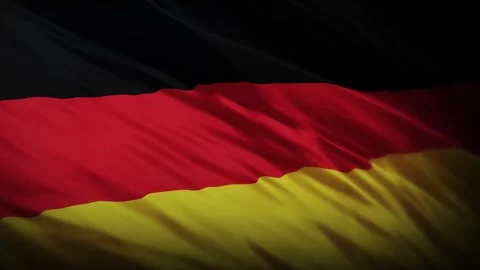 Germany Flag Waving in Wind Realistic Fabric Texture, Black Red Gold National Stock Footage 333320450