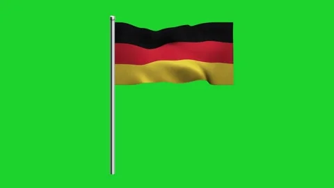 Germany flag waving in wind with stick animation isolated on green background Stock Footage 323199935