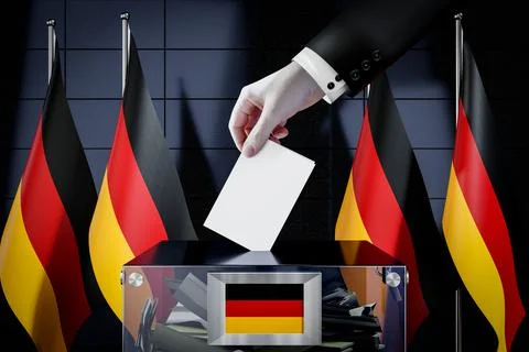 Germany flags, hand dropping ballot card into a box Stock-Illustration