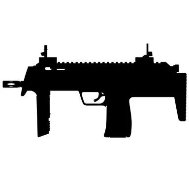 Germany German H&amp;K HK MP7 submachine gun, HK MP7 Heckler &amp; Koch submachine gun Illustrazione stock