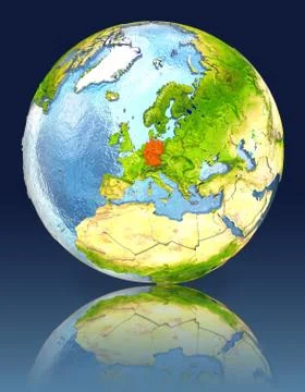 Germany on globe with reflection Illustrazione stock