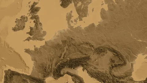 Germany on the globe. Regional borders. Sepia elevation. Labels Stock Footage 337784000