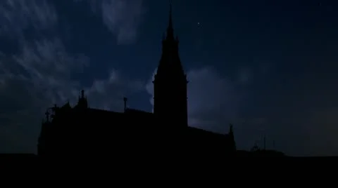 Germany Hamburg Rathaus night storm Stock Footage