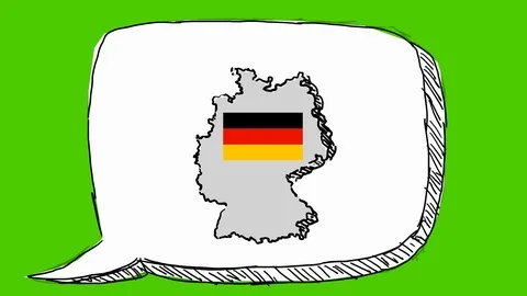 Germany - Hand-Drawn Animation - speech bubble white Stock Footage 97989509