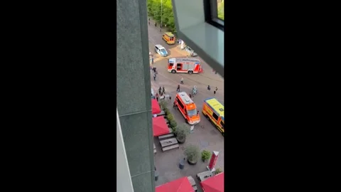 Germany: Heavy Emergency Response After Car Incident in Leipzig Vídeo Stock 334093929