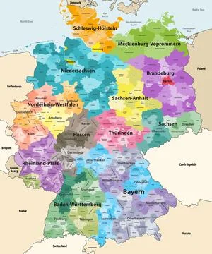 Germany high detailed vector map Illustrazione stock