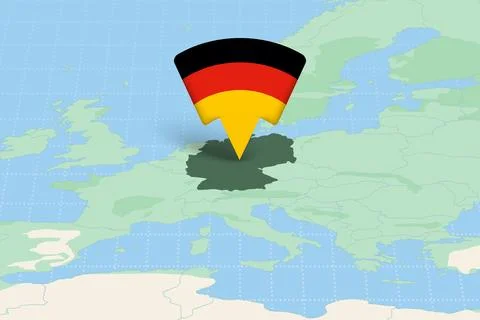Germany Highlighted on Europe Map with Flag Icon. Иллюстрация