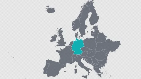 Germany Highlighted on Europe Map Zoom In Country Focus, Alpha Channel 4K Vídeos de archivo 341388754