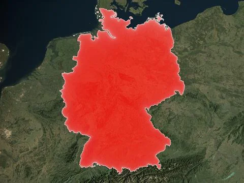Germany highlighted on realistic map Illustrazione stock