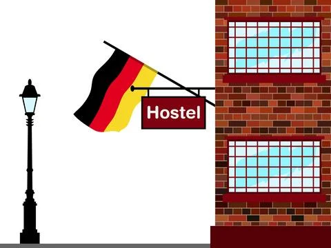 Germany Hostels Vector Illustration Stock Illustration
