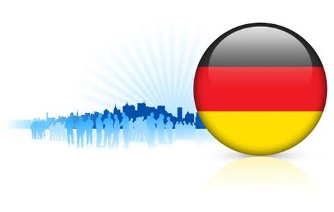 Germany internet button with skyline background Stock Illustration
