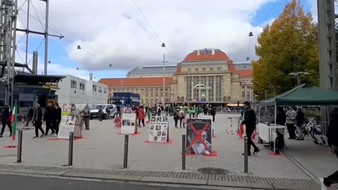 Germany: Iranian Protest in Leipzig Calls for Overthrow of Regime Video stock 287841919