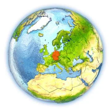 Germany on isolated globe Illustrazione stock