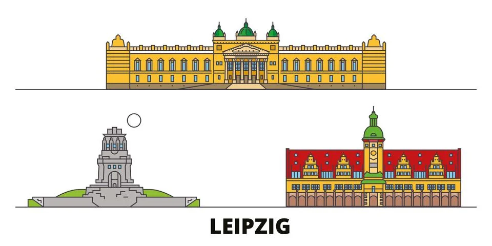 Germany, Leipzig flat landmarks vector illustration. Germany, Leipzig line city Illustrazione stock