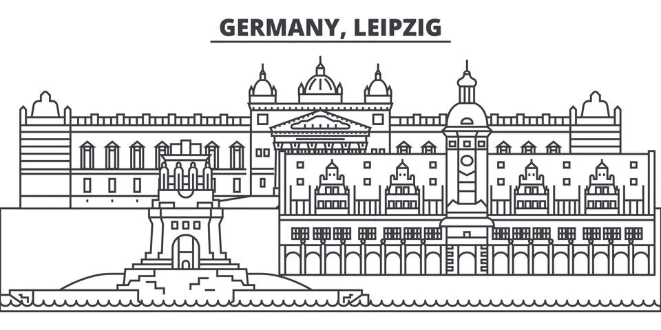 Germany, Leipzig line skyline vector illustration. Germany, Leipzig linear イラスト素材