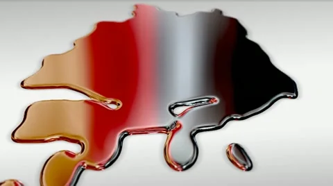 Germany liquid map, reflective flag Stock Footage