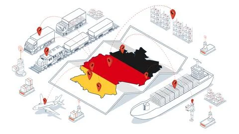 Germany Logistics Network concept with Global Logistics, Warehouse Logistic.. Stock Illustration