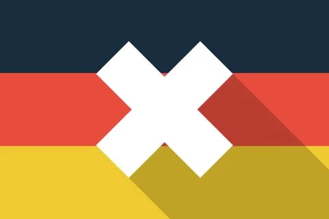 Germany long shadow flag with an x dsign Stock Illustration