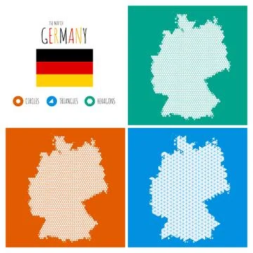 Germany Map in 3 Styles Stock Illustration