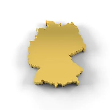 Germany map 3D in gold with clipping path イラスト素材