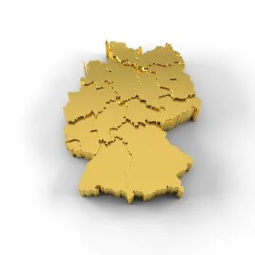 Germany map 3D in gold with states stepwise and clipping path イラスト素材