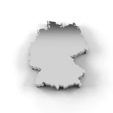 Germany map 3D in silver with clipping path Stock-Illustration