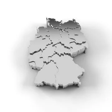 Germany map 3D in silver with states stepwise and clipping path イラスト素材