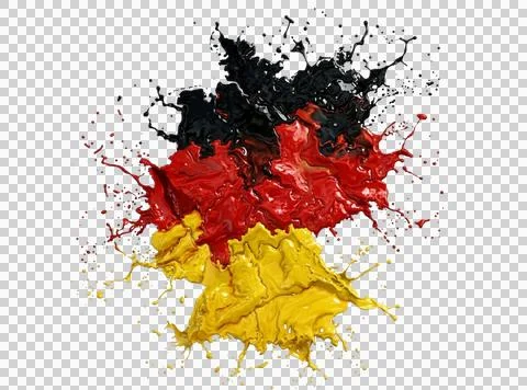 Germany map abstract splash paint flag colors black red yellow national symbo Stock Illustration