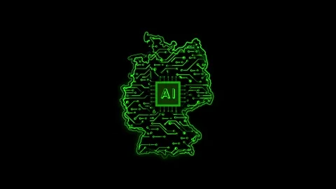 Germany Map AI Chipset Technology Opener Stock Footage 337055469