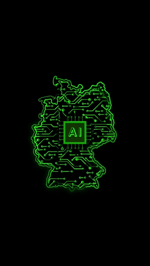 Germany Map AI Chipset Technology Opener Video stock 337171599