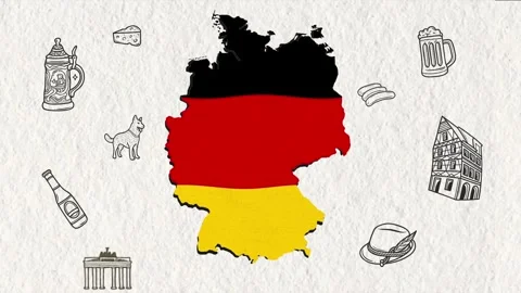 Germany Map and Flag Motion Graphic with Cultural Symbols Video stock 319444592