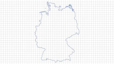 Germany map animation drawn on a scribbled white pad with checkered lines Video stock 140974560