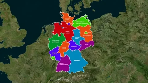 Germany Map Animation Highlighting All Federal States Zoom Effect 4K Stock Footage 331994384