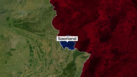 Germany Map Animation Showing the Saarland State Boundary and Label Stock Footage 340552154