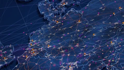 Germany map big data visualization. Futuristic digital map with data flow Stock Footage 335376176