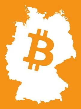 Germany map with bitcoin crypto currency symbol illustration Stock Illustration