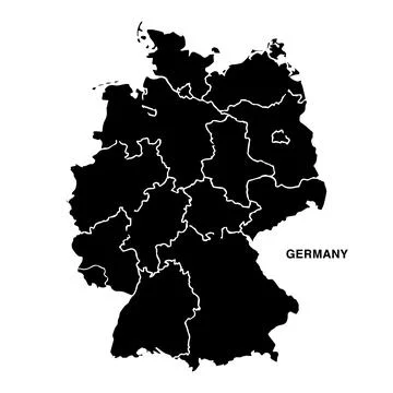 Germany Map Black Silhouette with Bavaria Region Highlighted Stock Illustration