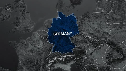GERMANY Map Blue Color Stock Footage 343565877