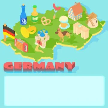 Germany map, cartoon style Illustrazione stock