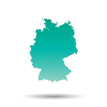 Germany map. Colorful turquoise vector illustration on white isolated backgro Illustrazione stock