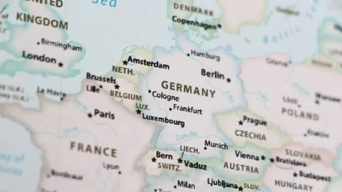 Germany  on a Map (with Defocus) Stock Footage 89687024