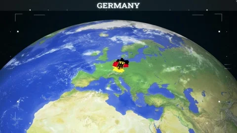 Germany Map from Earth with Flag Stock Footage 343565629