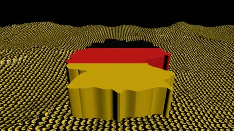 Germany map flag in abstract ocean of Euro symbols animation Stock Footage