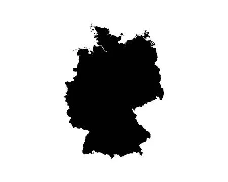 Germany Map. German Country Map. Deutschland Black and White Border Boundary Map 库存插图